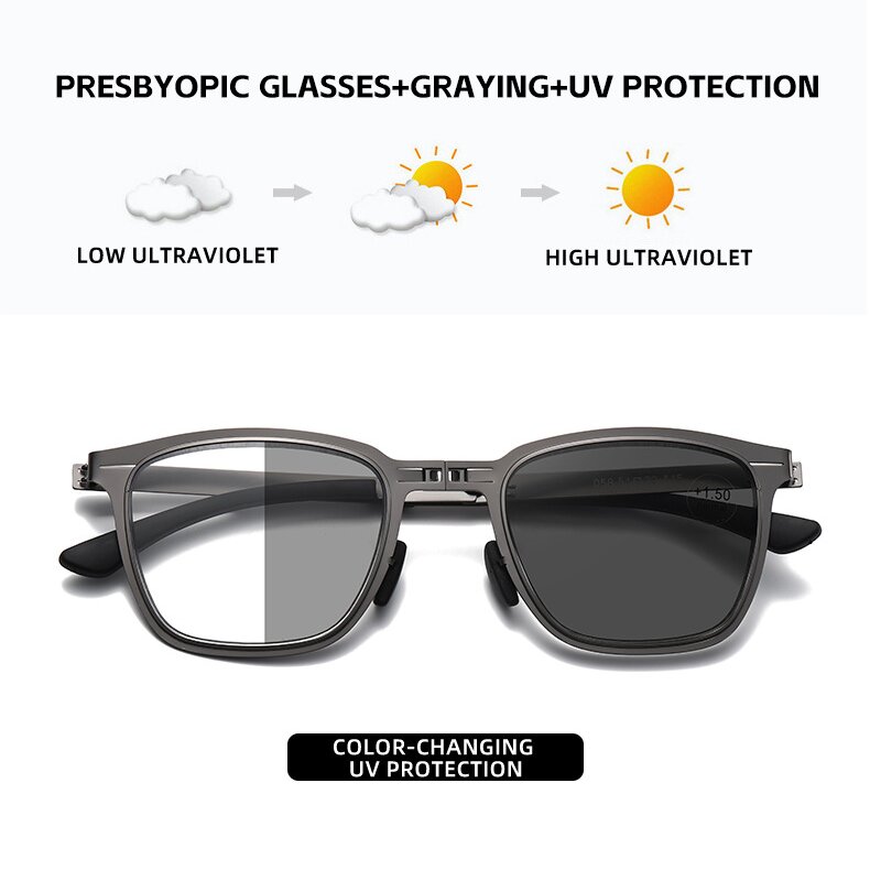 ULTRA-LIGHT FOLDABLE BUSINESS COLOR-CHANGING MULTI-FOCAL READING GLASSES