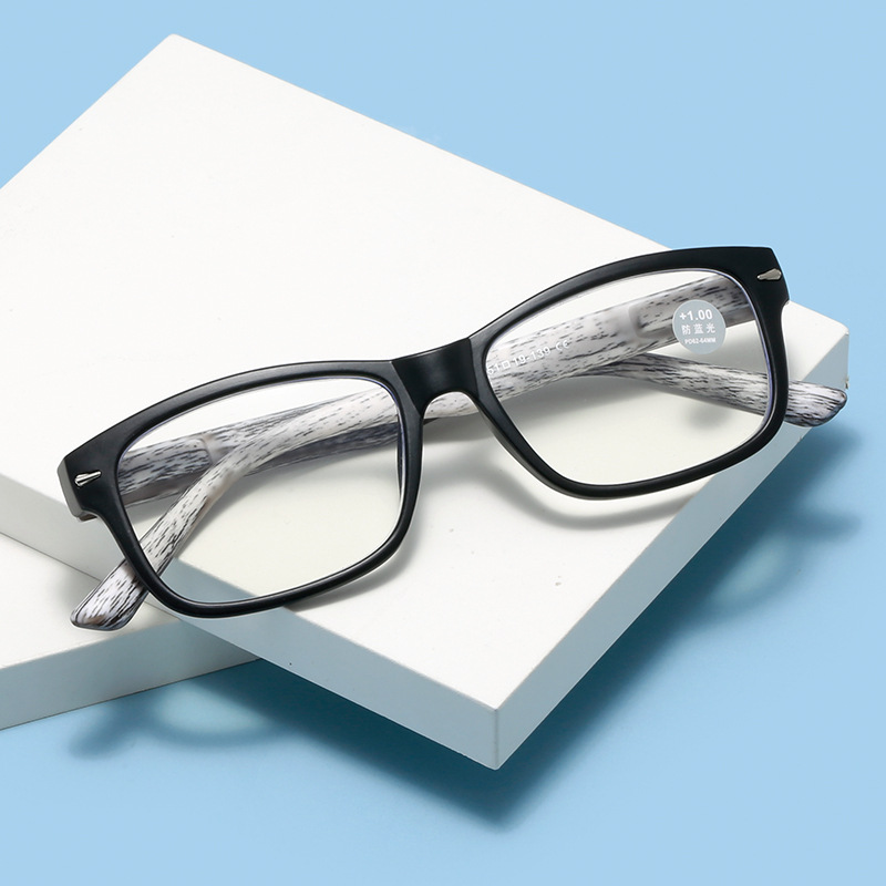 RETRO WOOD GRAIN COMFORTABLE BLUE LIGHT BLOCKING READING GLASSES FOR MEN AND WOMEN