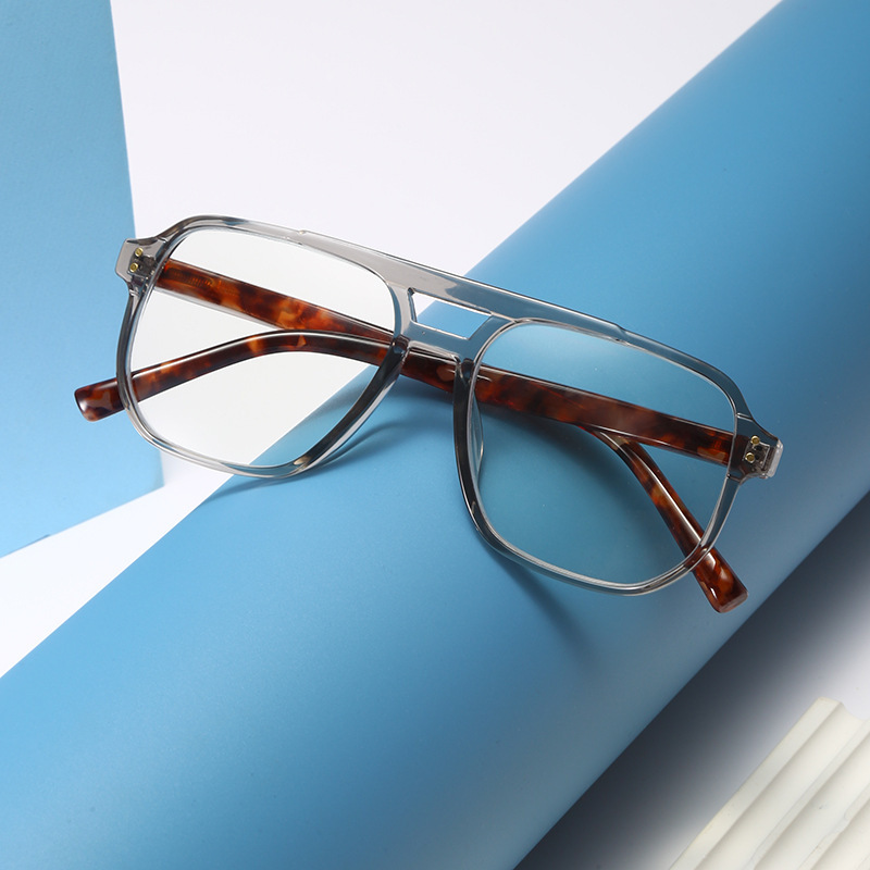 RETRO SQUARE FRAME DOUBLE BEAM ANTI-BLUE LIGHT READING GLASSES
