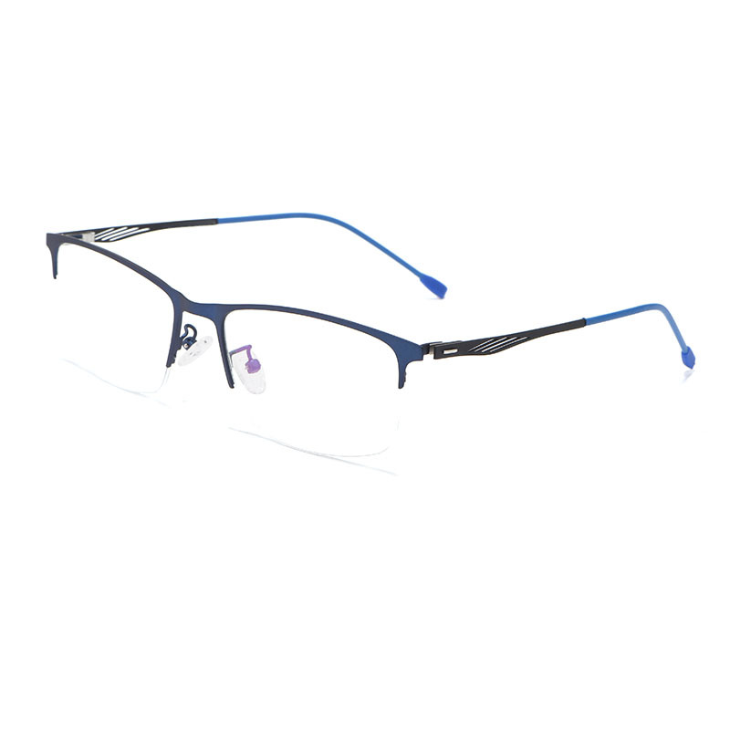 Men's Metal Semi-Rimless Progressive Photochromic Blue Light Blocking Glasses for Workplace