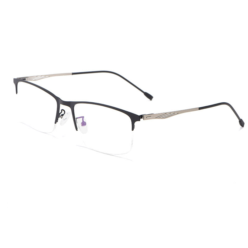 Men's Metal Semi-Rimless Progressive Photochromic Blue Light Blocking Glasses for Workplace