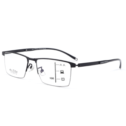 Prescription Glasses-BUSINESS CASUAL PURE TITANIUM COLOR CHANGING MULTI-FOCAL READING GLASSES