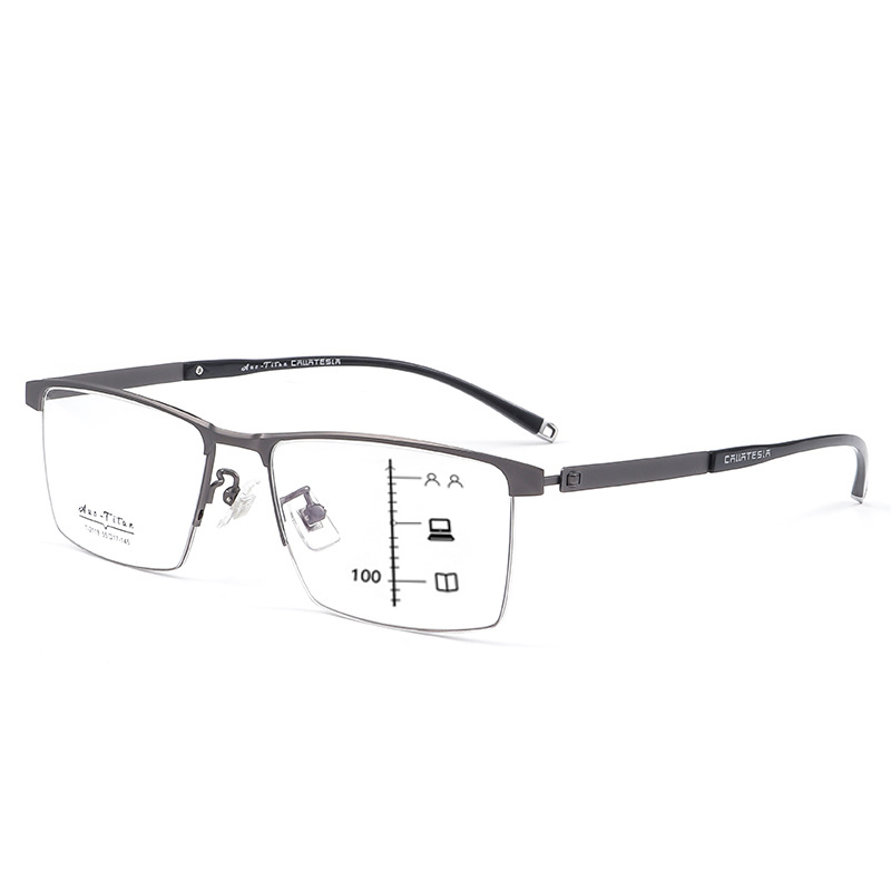 Prescription Glasses-BUSINESS CASUAL PURE TITANIUM COLOR CHANGING MULTI-FOCAL READING GLASSES