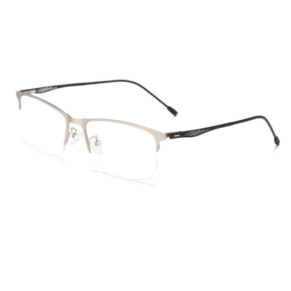 Men's Metal Semi-Rimless Progressive Photochromic Blue Light Blocking Glasses for Workplace