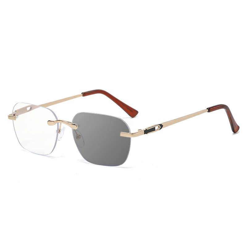 FRAMELESS PURE TITANIUM COLOR-CHANGING BLUE LIGHT BLOCKING READING GLASSES