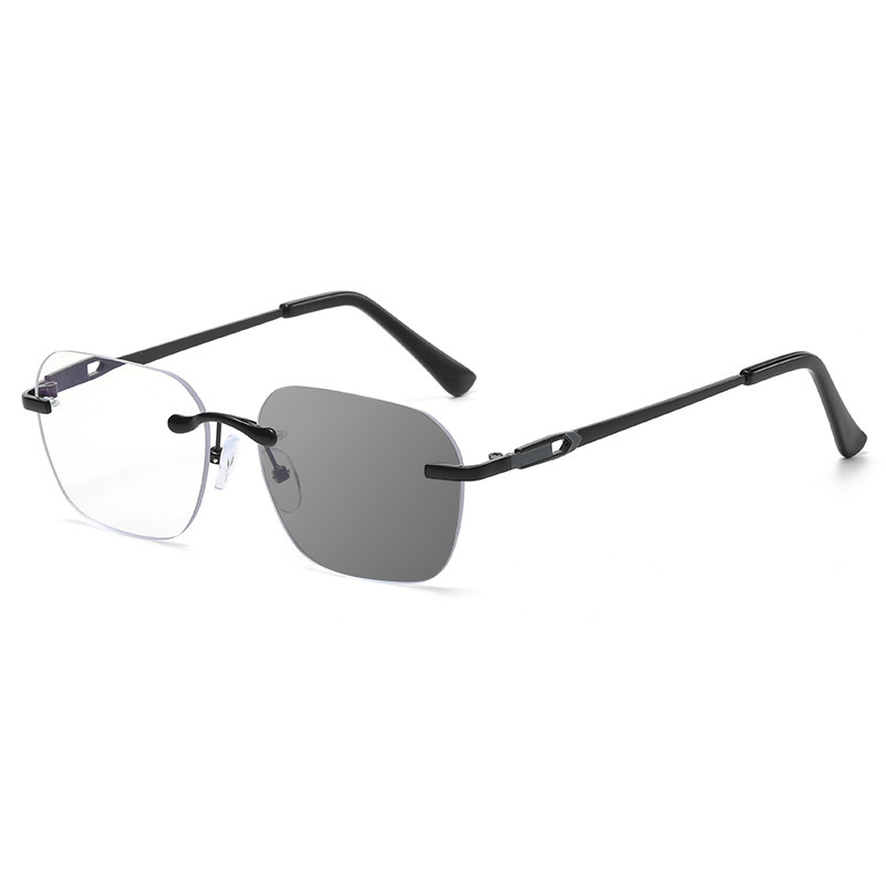 FRAMELESS PURE TITANIUM COLOR-CHANGING BLUE LIGHT BLOCKING READING GLASSES