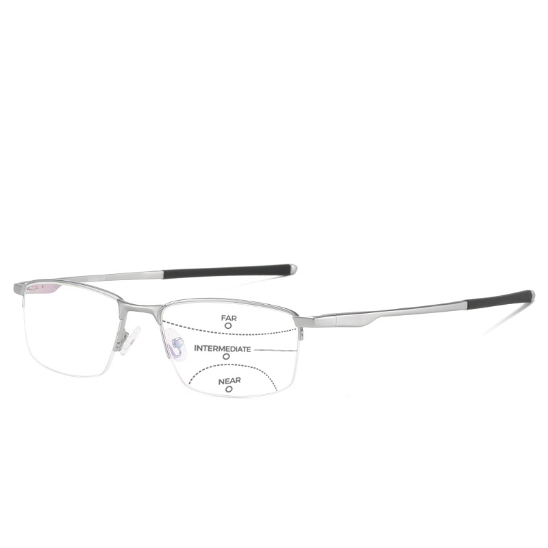 BUSINESS-STYLE SEMI-RIMLESS MINIMALIST PHOTOCHROMIC MULTIFOCAL READING GLASSES