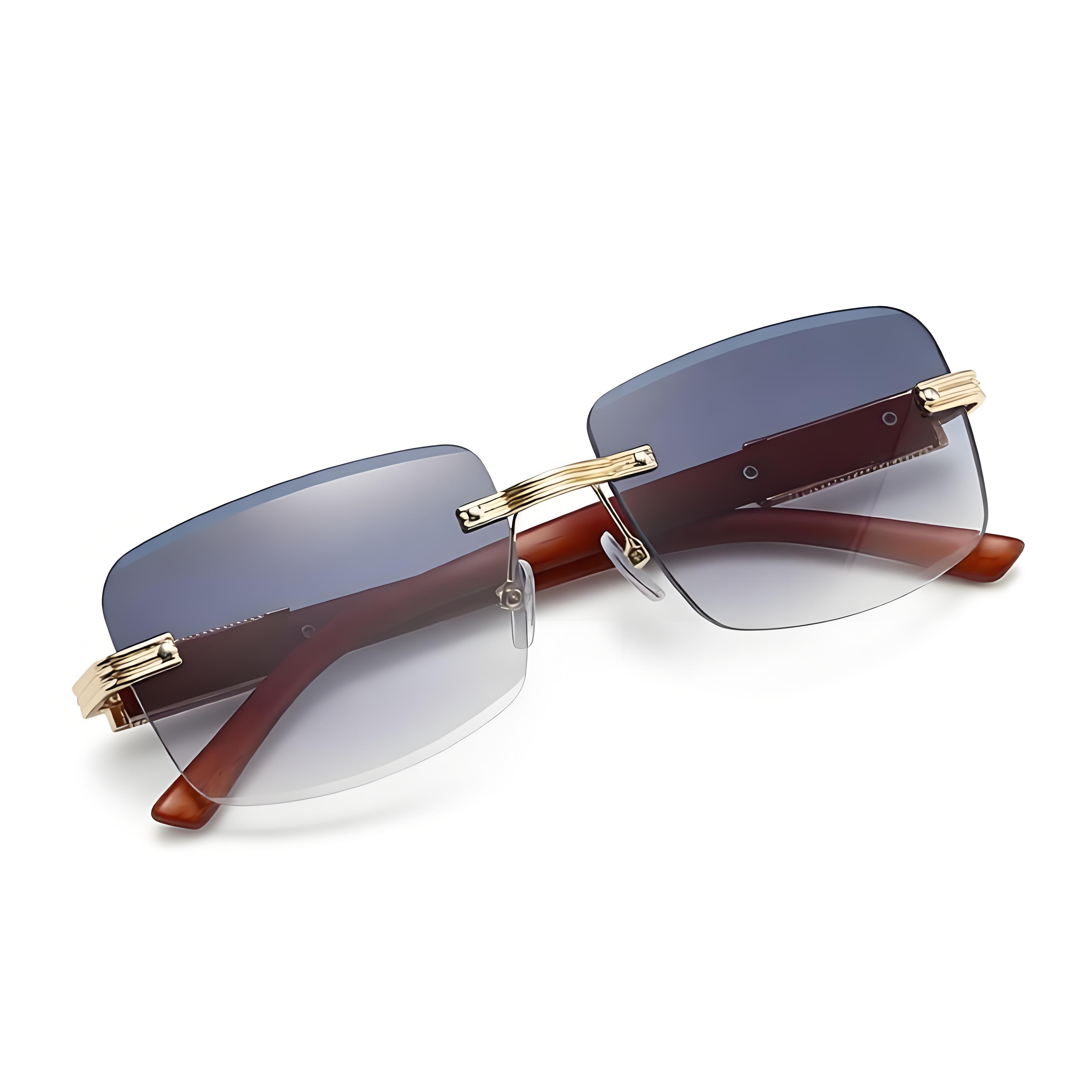 MEN’S RIMLESS SQUARE READING GLASSES WITH PANTHER DETAILS