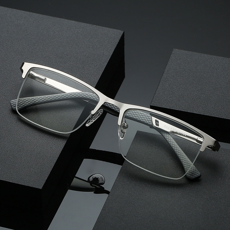 Prescription Glasses - MEN'S RETRO HALF-FRAME ANTI-BLUE LIGHT  GLASSES