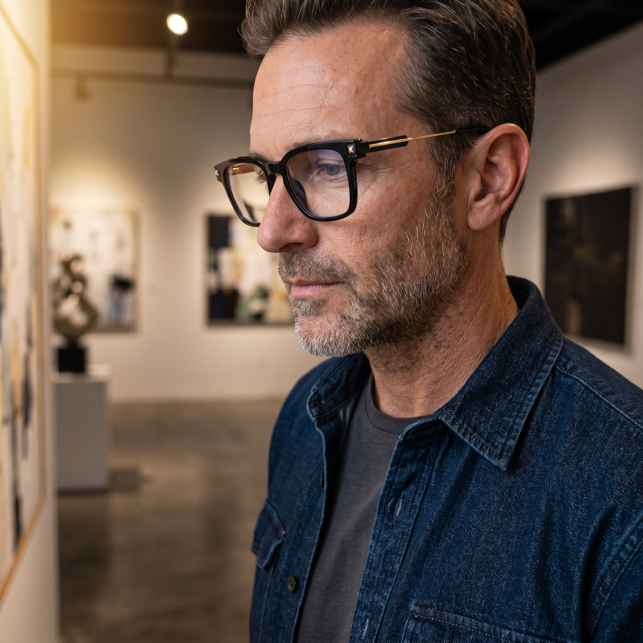 SQUARE METAL COLOR-CHANGING MULTIFOCAL READING GLASSES