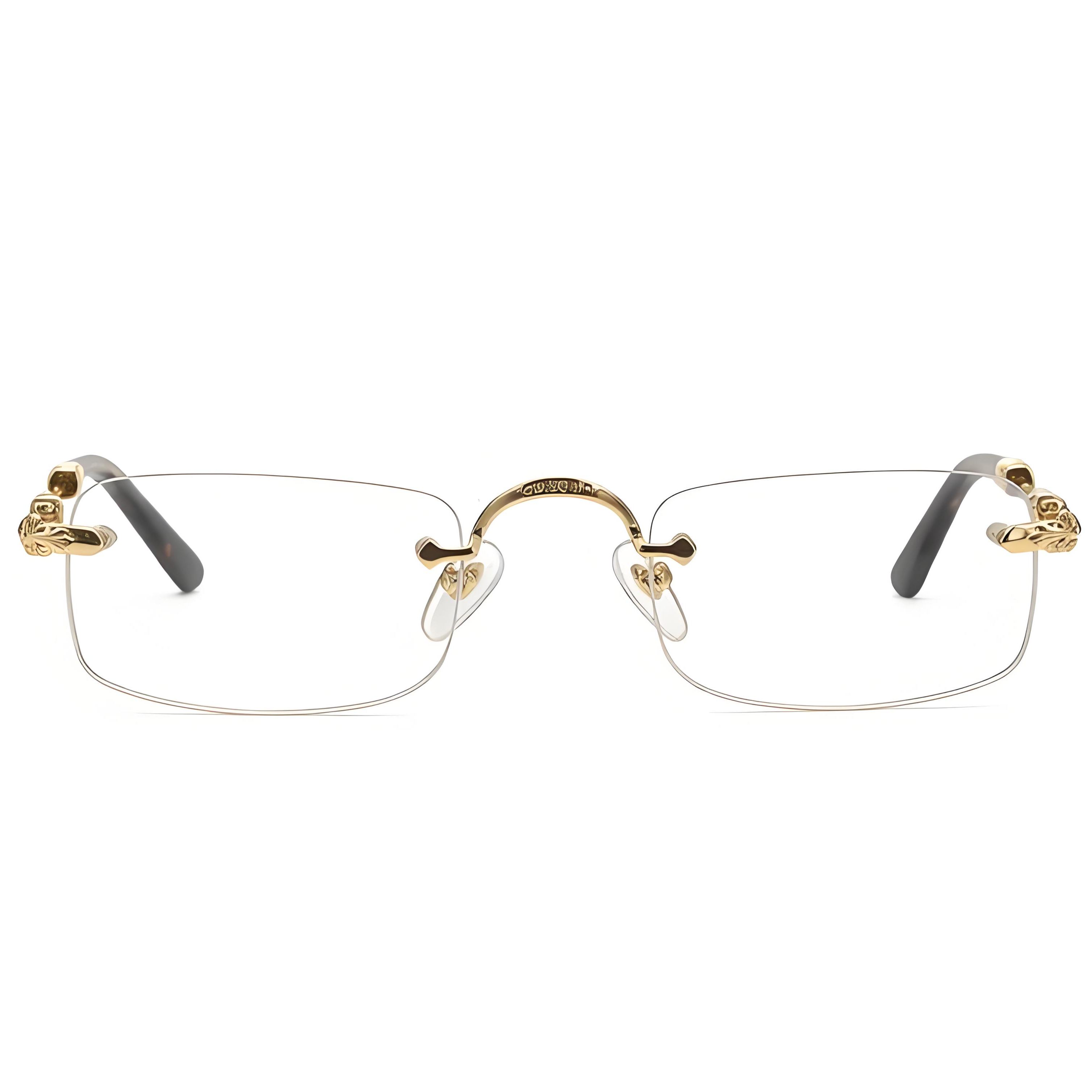 MEN’S RIMLESS READING GLASSES WITH SCULPTED GOLD-TONE DETAILS