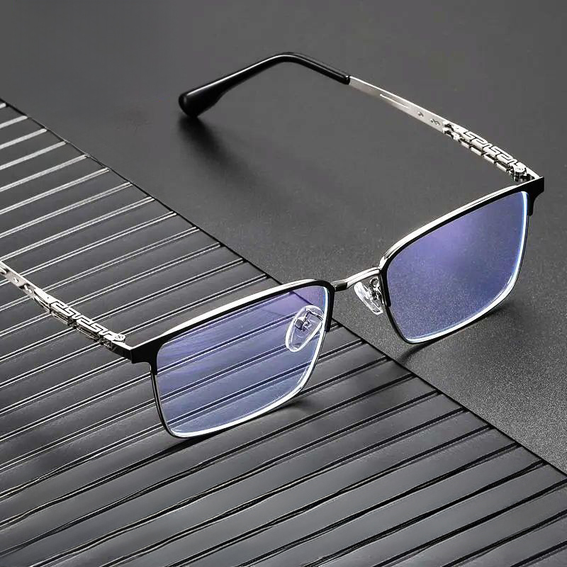 CASUAL METAL BUSINESS HALF-FRAME ANTI-BLUE LIGHT READING GLASSES