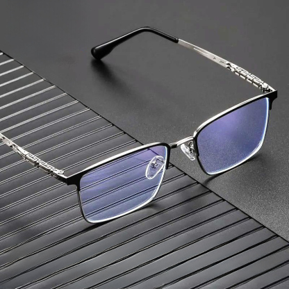 CASUAL METAL BUSINESS HALF-FRAME ANTI-BLUE LIGHT READING GLASSES