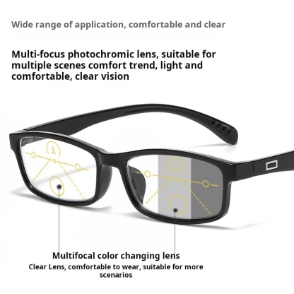 RETRO COMFORTABLE SMALL FRAME MULTI-FOCUS PHOTOCHROMIC READING GLASSES