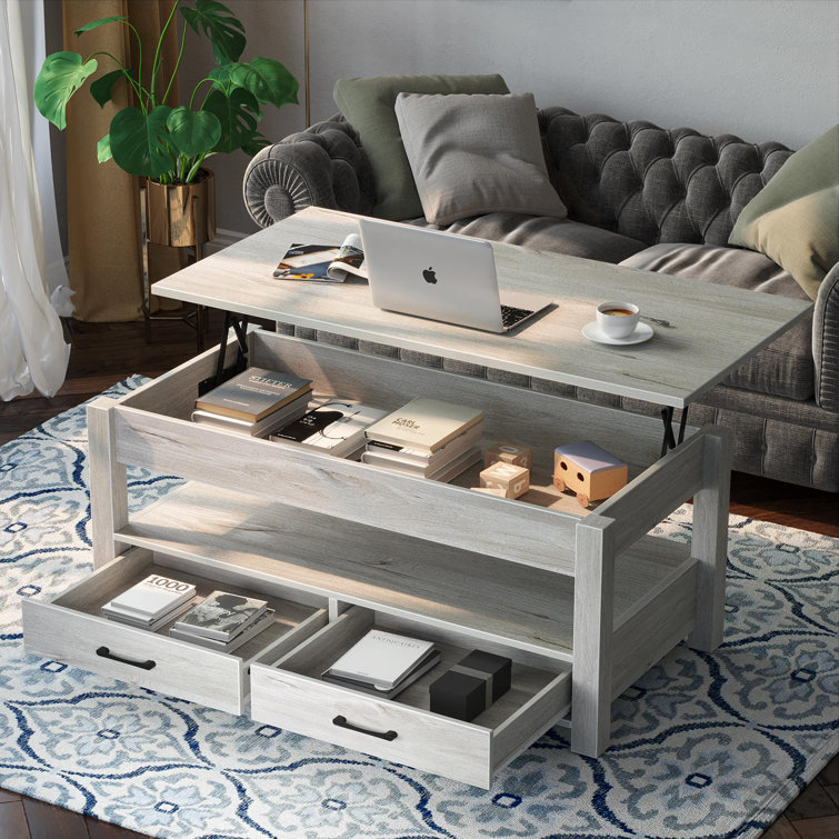 Lift Top Coffee Table with 2 Drawers