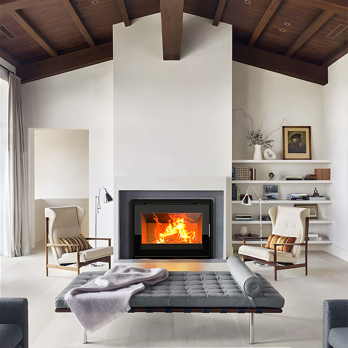Modern European style real fire fireplace Warm 1