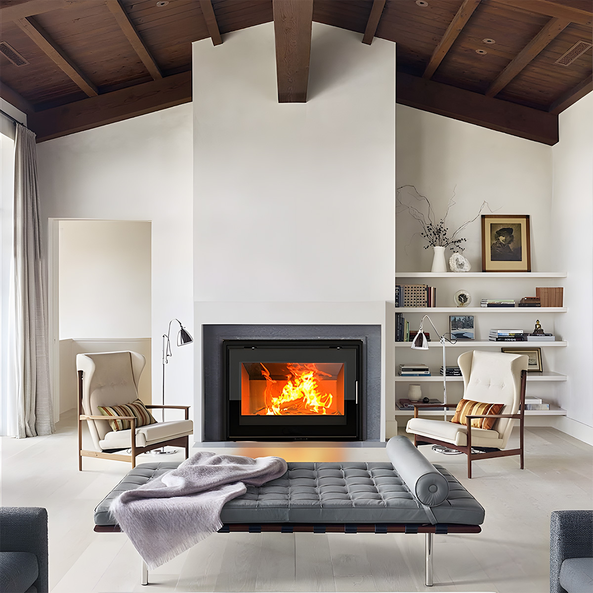 Modern European style real fire fireplace Warm 1