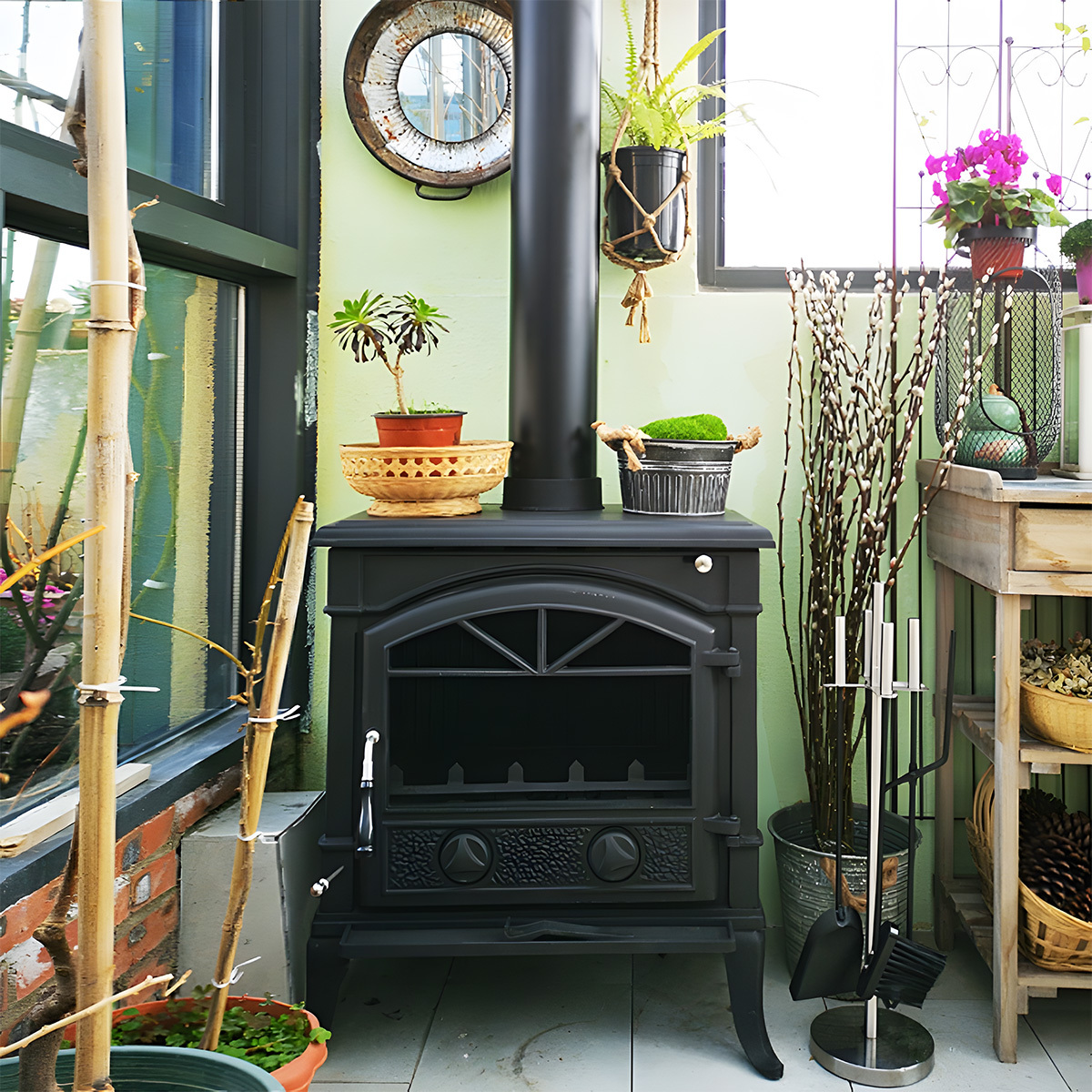 European Retro Style Real Fire Fireplace Warm 2