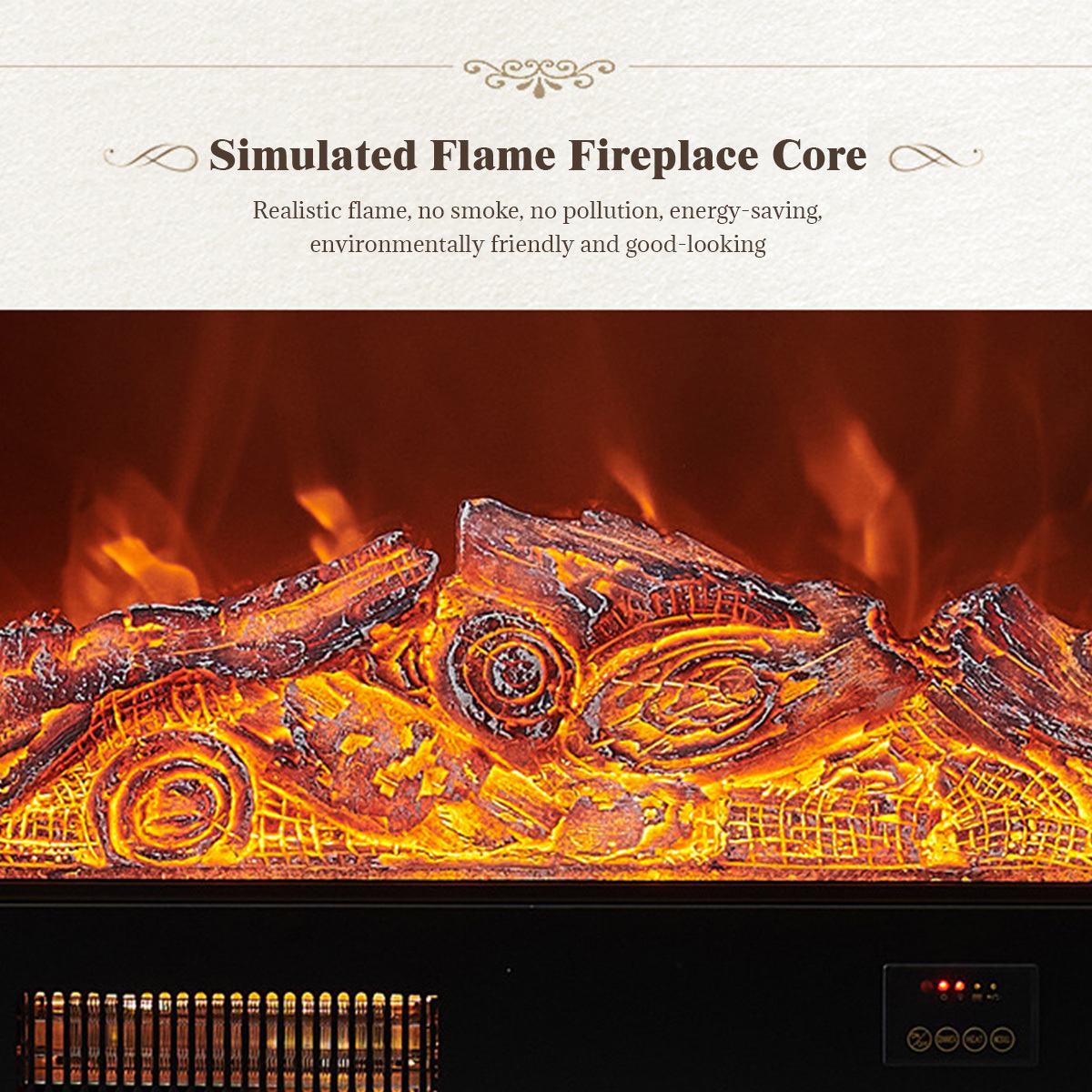 European Style Electronic Fireplaces Wooden Timber 4