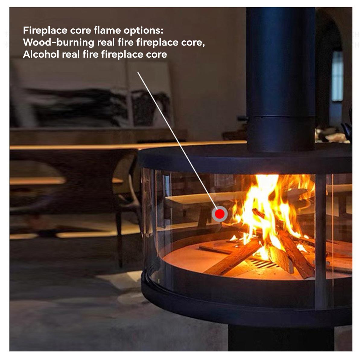 Modern Indoor Hanging Real Fire Fireplace Fireplace Warm 3