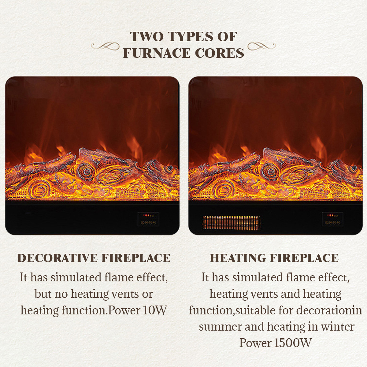 European Style Electronic Fireplaces Wooden Timber 4