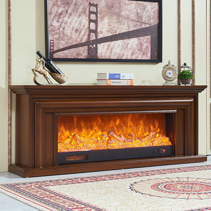 French style simulated flame electronic fireplace modern solid wood decorative cabinet heating