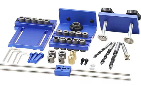 TrekDrill Dowelling Jig For Furniture Fast Connecting Cam Fitting 3 In 1 Woodworking Drill Guide Kit Locator