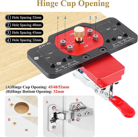 TrekDrill Precision Concealed Cabinet Hinge Jig Template
