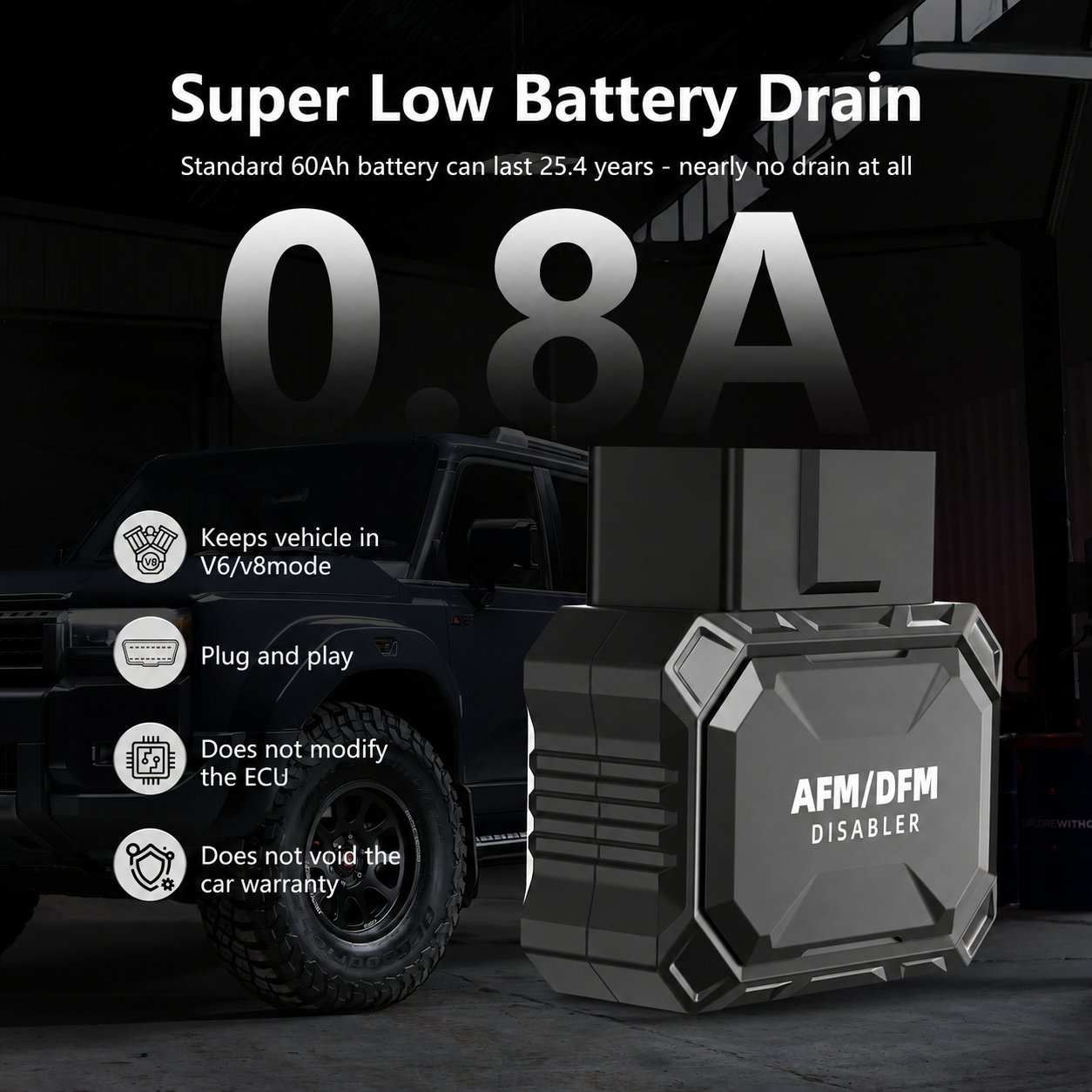 AFM/DFM Disabler, Active & Dynamic Fuel Management Disabling Module, OBD-II Plug-in Device for Compatible GM V6 & V8 Vehicles