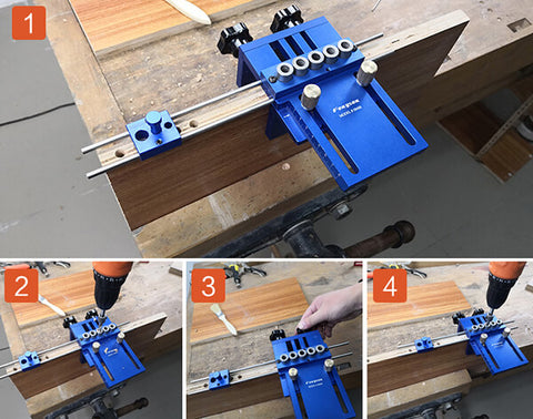 TrekDrill Dowelling Jig  furniture Cam Lock Jig Cam Jig Minifix Jig Kit for Furniture Fast Connecting Cam Fitting Drilling Locator 3 In 1 Woodworking Drill Guide Kit Locator