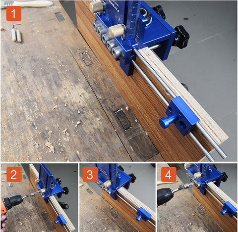 TrekDrill Classic Doweling Jig Precision Dowel Cam Jig Minifix Jig Kit 3 In 1 Woodworking Drill Guide Kit Locator