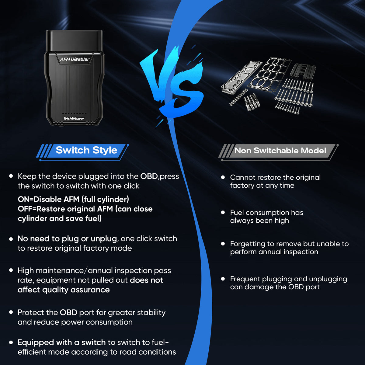 ROPODE AFM/DFM Disabler with On/Off Switch for Compatible GM V6/V8 Trucks