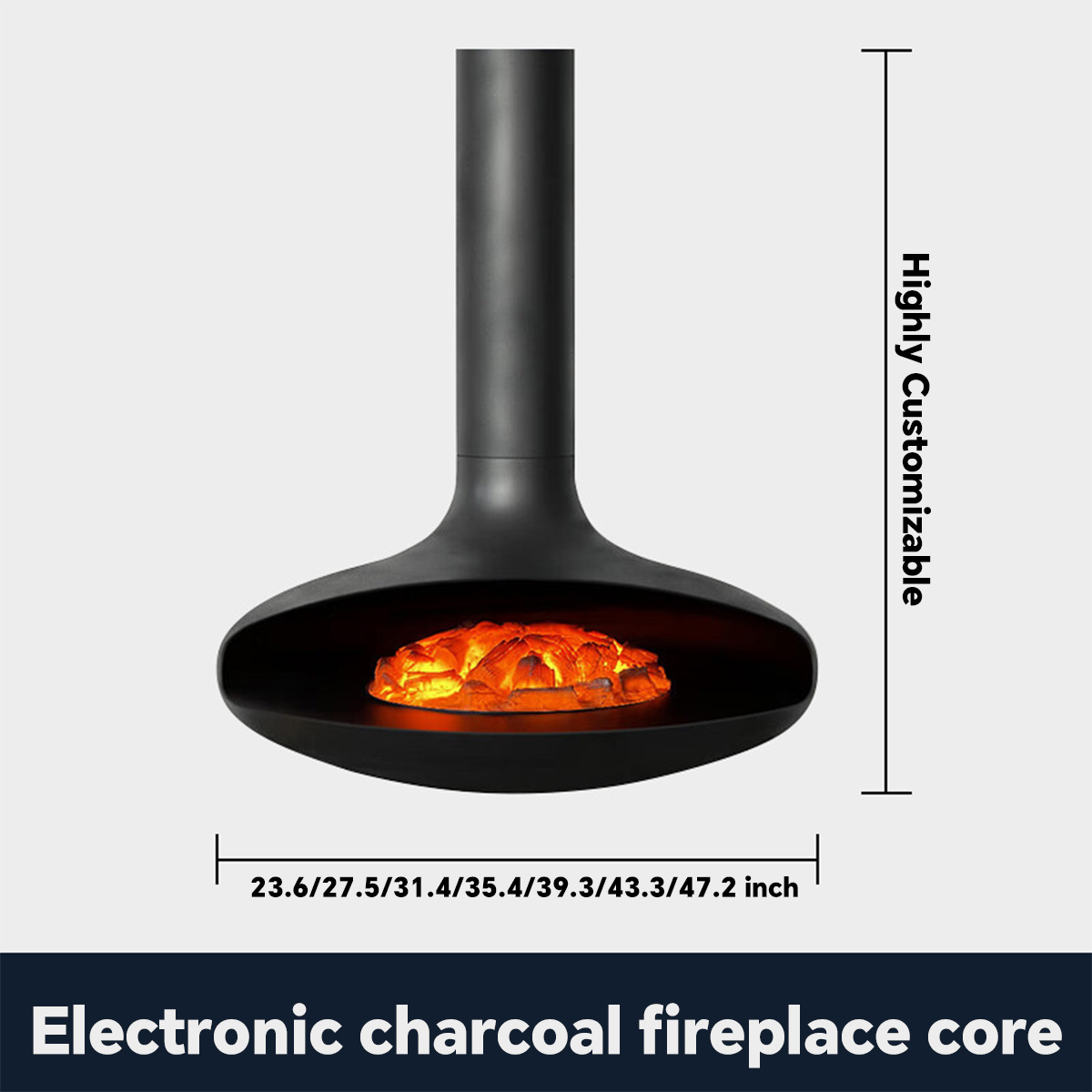 European style indoor flying saucer real fire hanging fireplace