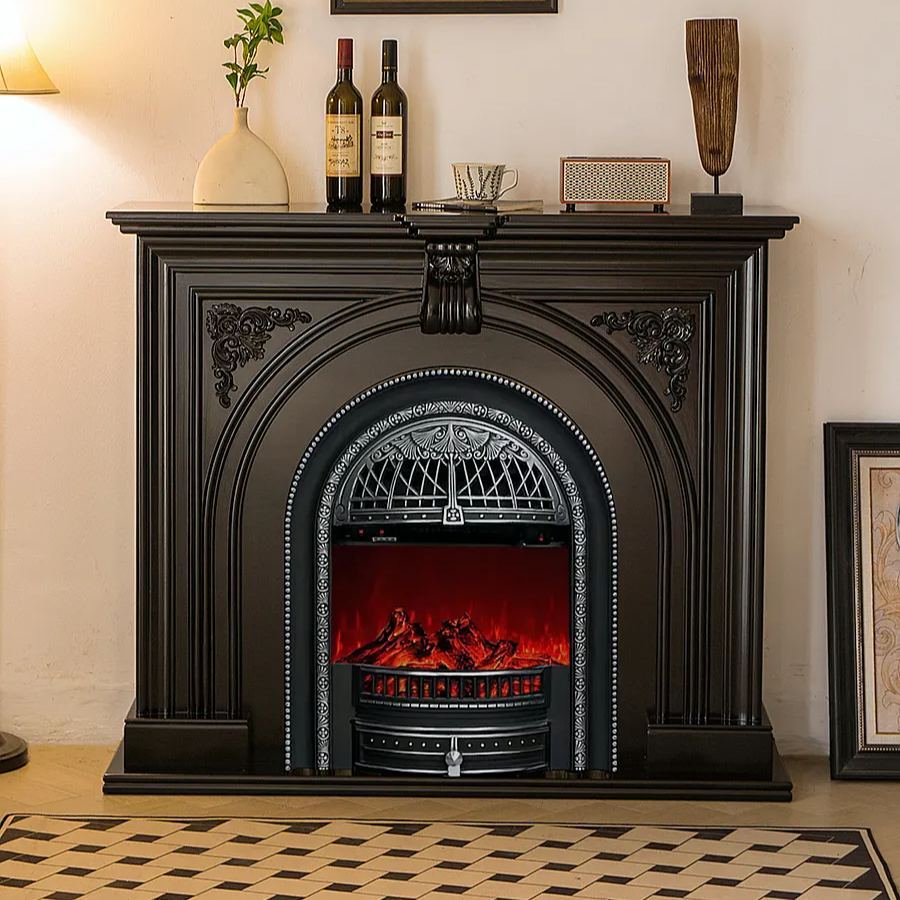 51.2Inch Simple Solid Wood French Style Electronic Fireplace