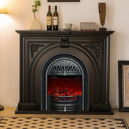 51.2Inch Simple Solid Wood French Style Electronic Fireplace