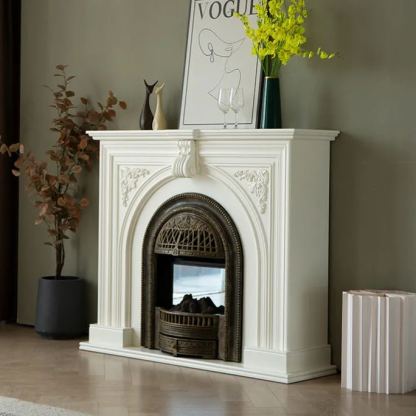 51.2Inch Simple Solid Wood French Style Electronic Fireplace