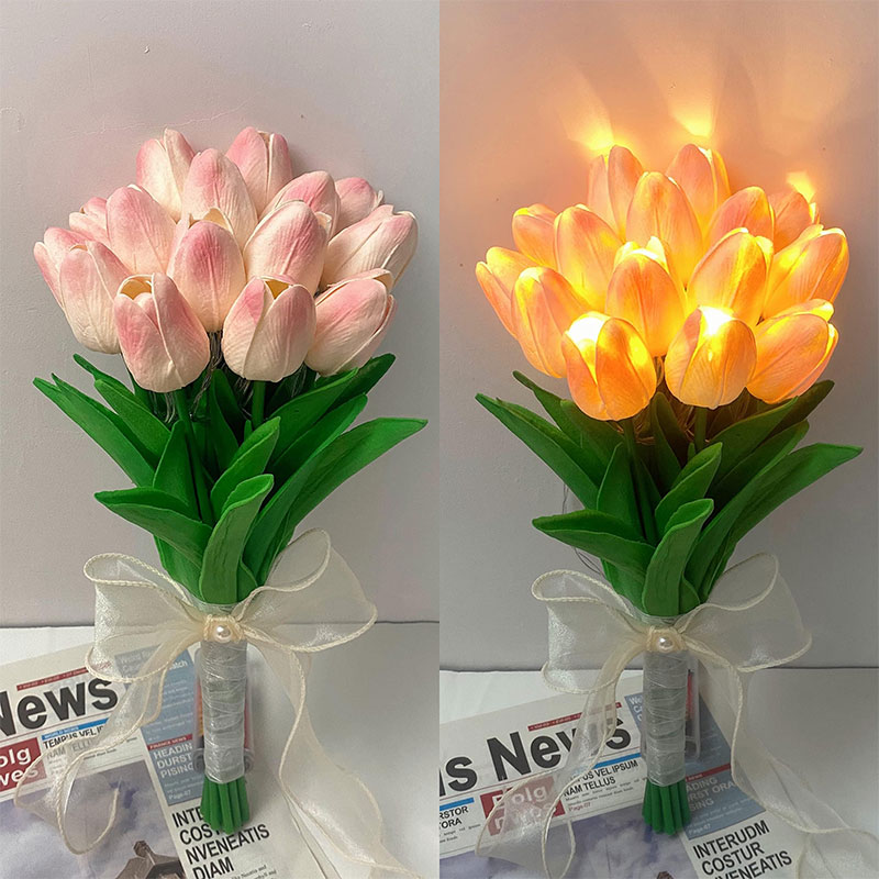 🔥50% OFF Today - Artificial Tulip Silk Flowers Real Touch Artificial Flowers With LED Light