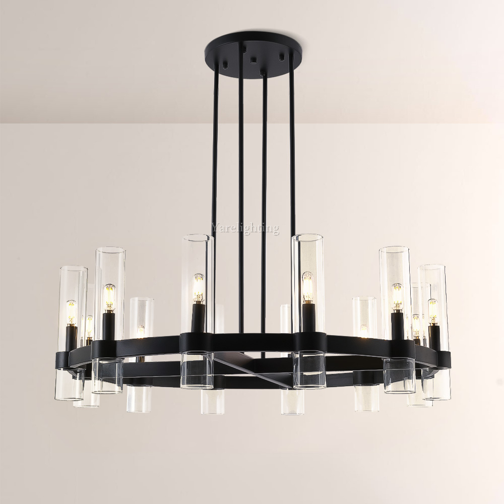 Olivia Round Chandelier Art Blown Glass 36"