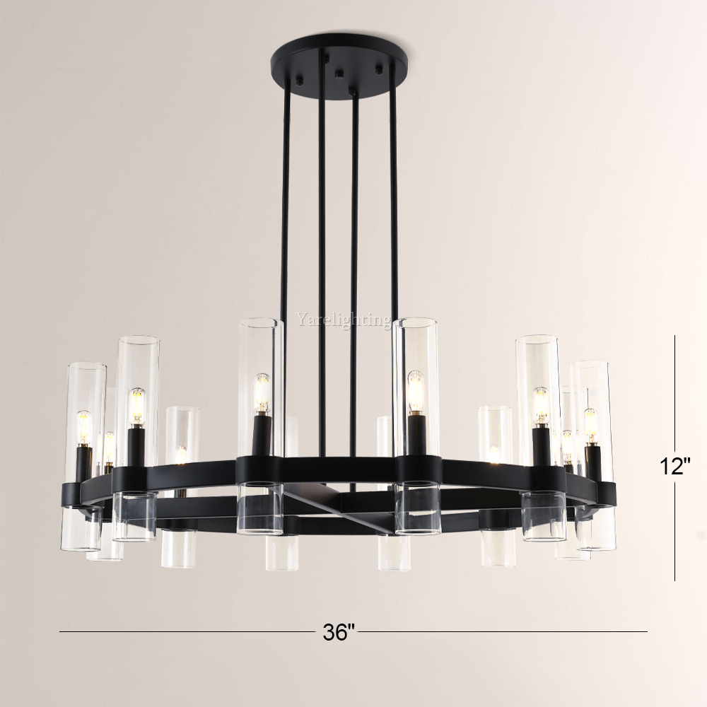 Olivia Round Chandelier Art Blown Glass 36"