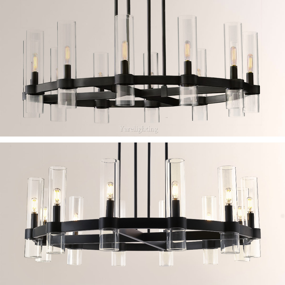 Olivia Round Chandelier Art Blown Glass 36"