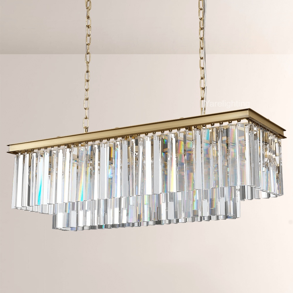 Kelly 2-Layer Crystal Rectangle Chandelier 39"