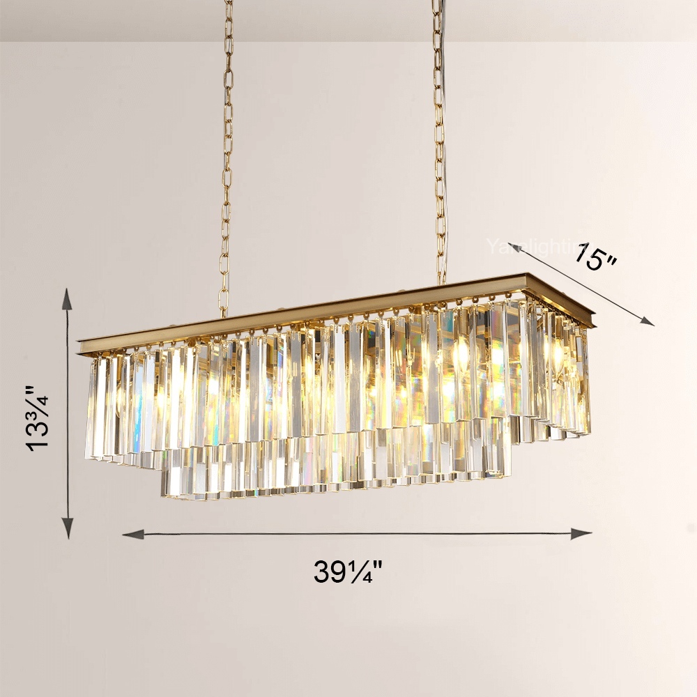 Kelly 2-Layer Crystal Rectangle Chandelier 39"