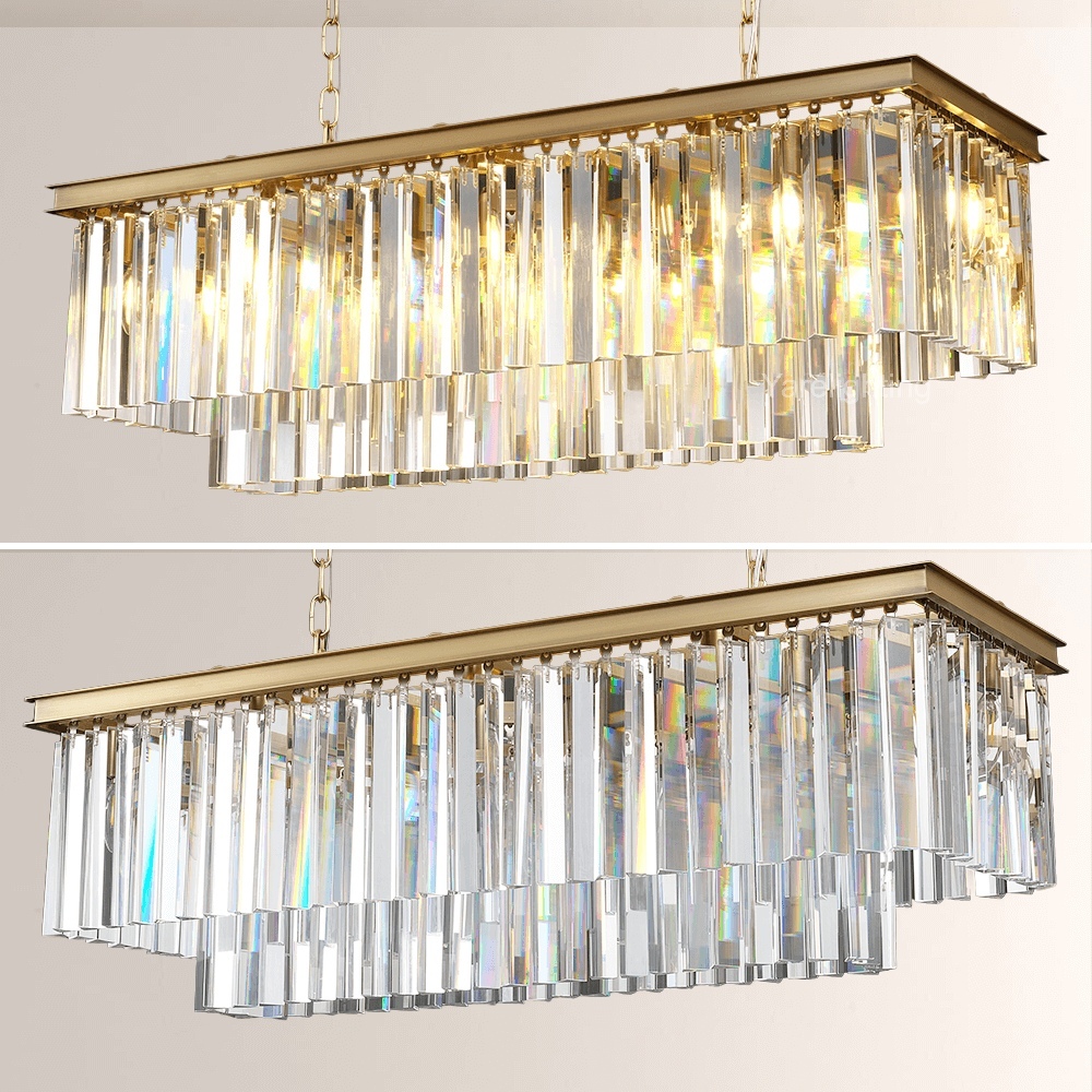 Kelly 2-Layer Crystal Rectangle Chandelier 39"