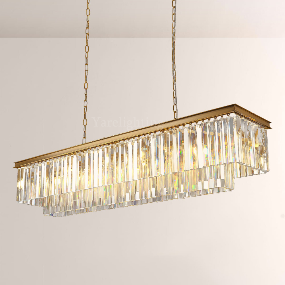 Kelly 2-Layer Crystal Rectangle Chandelier 59"