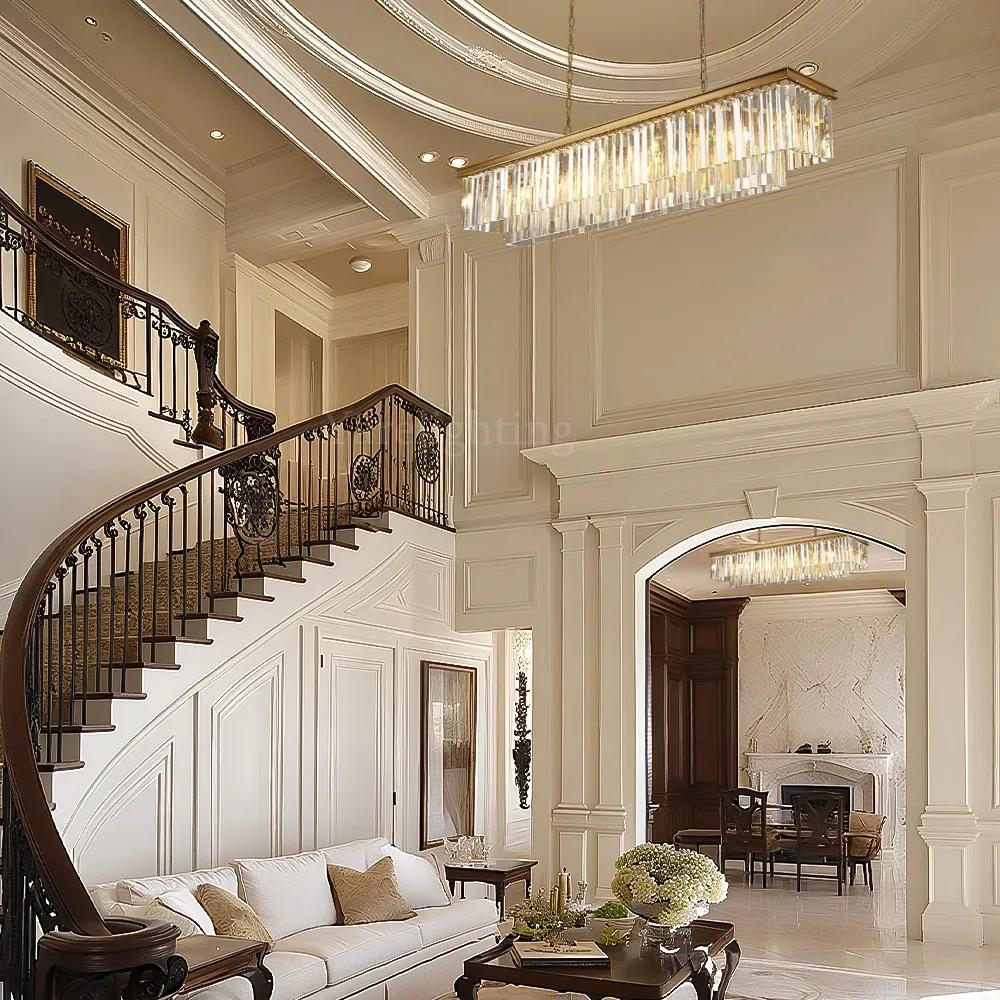 Kelly 2-Layer Crystal Rectangle Chandelier 59"