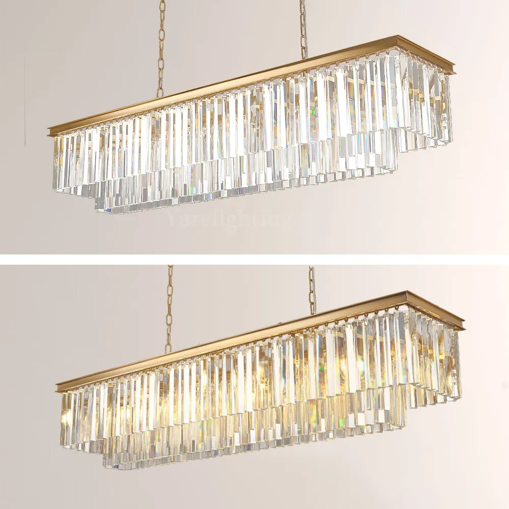 Kelly 2-Layer Crystal Rectangle Chandelier 59"