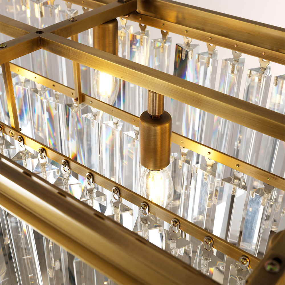 Kelly Olion Rectangular Crystal Chandelier 72"