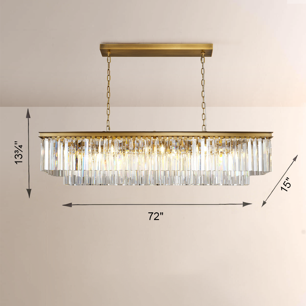 Kelly Olion Rectangular Crystal Chandelier 72"