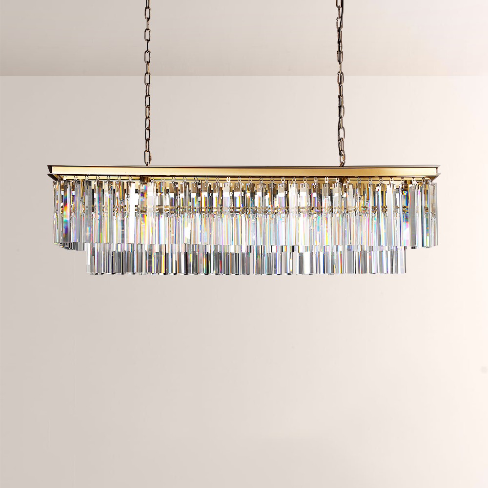 Kelly 2-Layer Crystal Rectangle Chandelier 49"