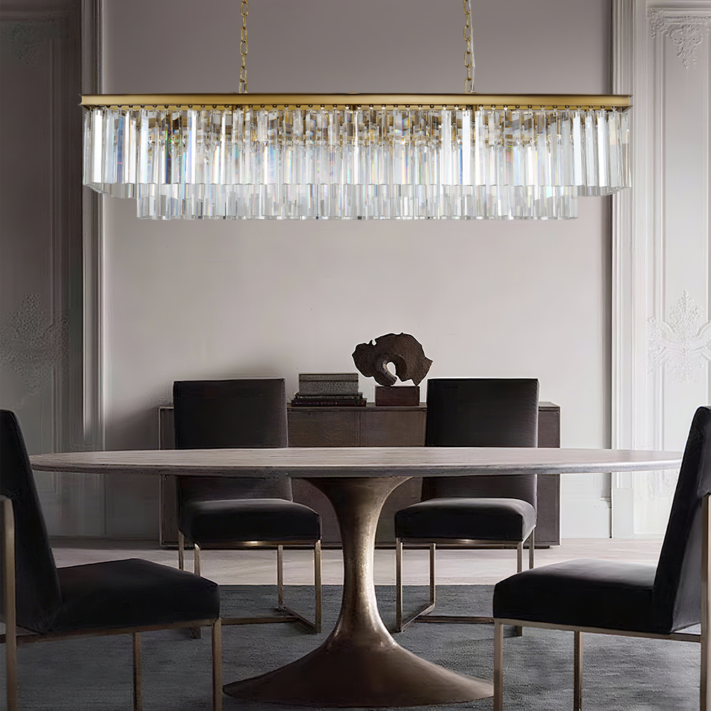 Kelly 2-Layer Crystal Rectangle Chandelier 49"